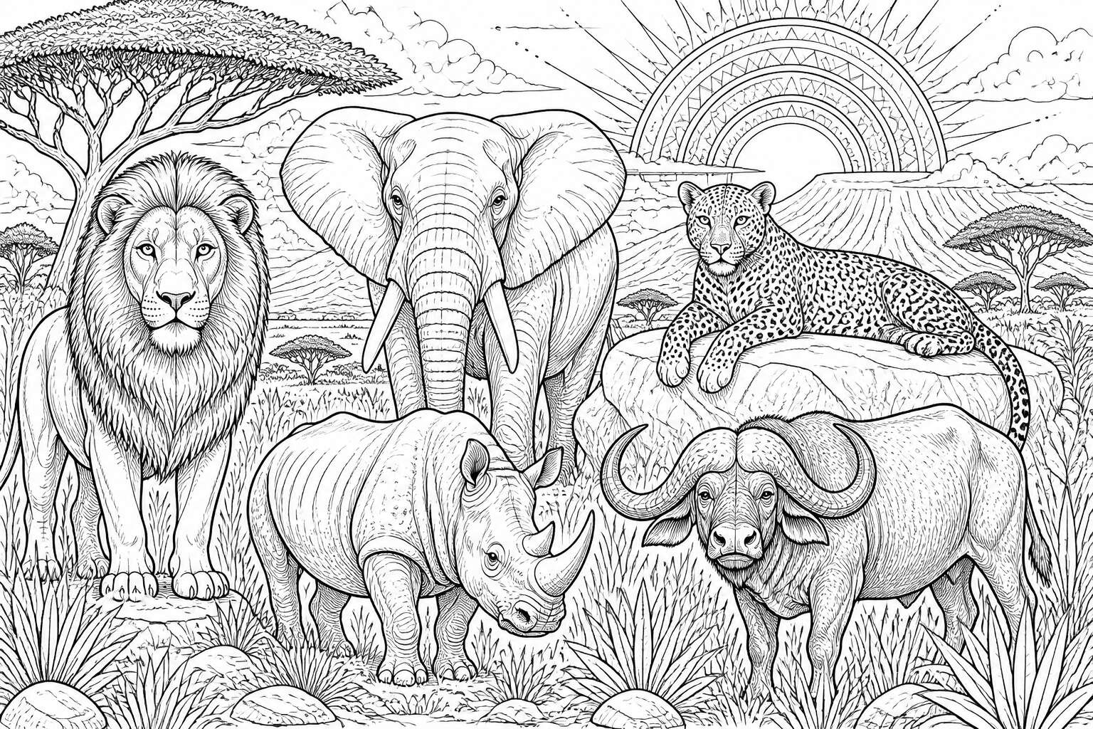 big five colouring pages